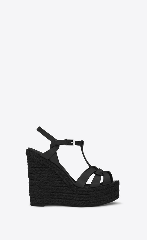 espadrille wedge sandal in leather
